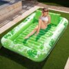 Sloosh Inflatable Tanning Pool Lounger Float for Adults, 85" x 57" Extra Large Suntan Tub Pool Floats Sun Tan Tub Ice Bath Tub Tanning Bed Blow up Pool Raft Lounge Floatie, XL-Green