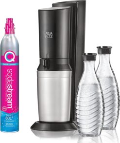 SodaStream Aqua Fizz Sparkling Water Machine (Black) with Co2 & Glass Carafes