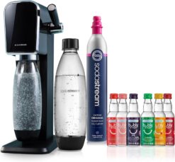SodaStream Art Sparkling Water Maker Bundle in Black - includes CO2, Carbonating Bottle, and bubly 6-Flavor Variety Pack