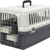 SportPet Designs Plastic Kennels Rolling Plastic Wire Door Travel Dog Crate - Small - No Wheel, Tan