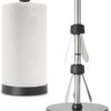 Stainless Steel Black Paper Towel Holder Designed for Easy One-Handed Operation - This Sturdy Weighted Paper Towel Dispenser Countertop Model Has Suction Cups and Holds All Paper Towel Rolls
