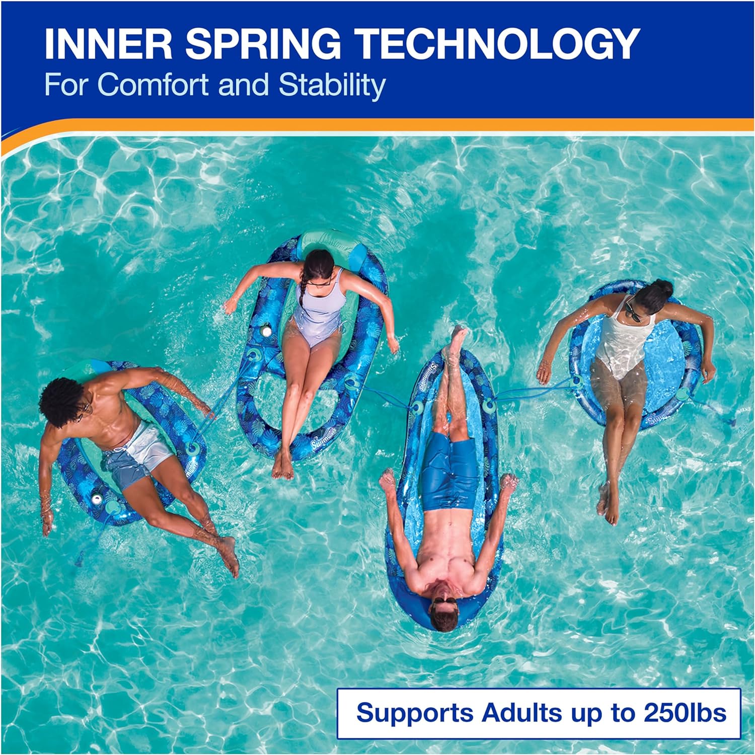 Swimways Elite Spring Float Sunseat Pool Lounger, Inflatable Pool Floats Adult with Fast Inflation, Pool Lounge Chair for Adults up to 250 lbs6
