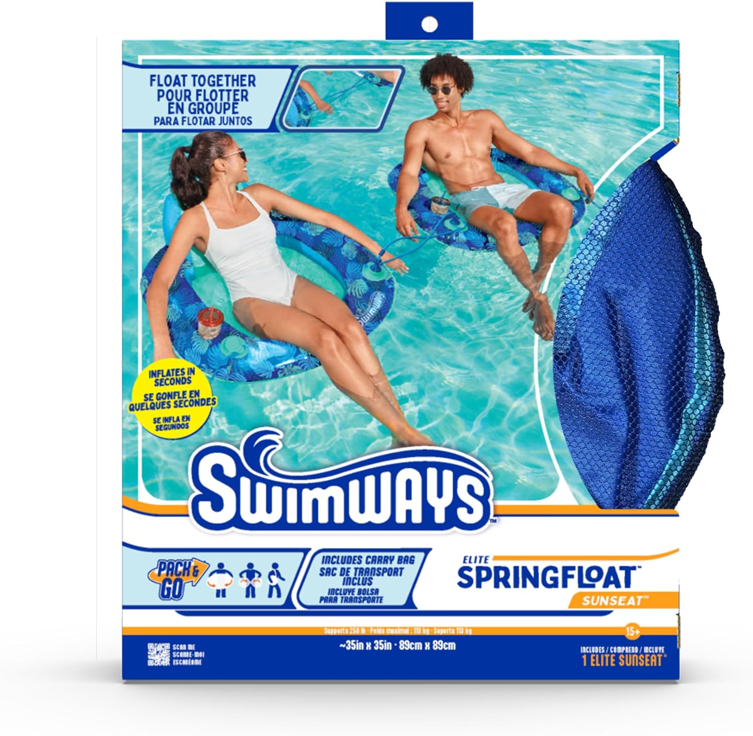 Swimways Elite Spring Float Sunseat Pool Lounger, Inflatable Pool Floats Adult with Fast Inflation, Pool Lounge Chair for Adults up to 250 lbs9