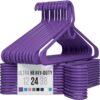 Ultra Heavy Duty Plastic Clothes Hangers - Purple - Durable Coat, Suit and Clothes Hanger. Perchas De Ropa (24 Pack - Purple)