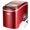 VIVOHOME Countertop Ice Maker 26lbs/Day 9 Ice Cubes in 6 Mins Ice Maker Machine with Hand Scoop and Self Cleaning Ice Cube Maker Red