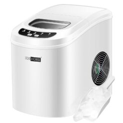 VIVOHOME Electric Portable Compact Countertop Automatic Ice Cube Maker Machine with Hand Scoop and Self Cleaning Function 26lbs/Day White