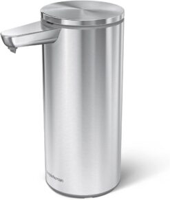 simplehuman 14 oz. Touch-Free Rechargeable Sensor Liquid Soap Pump Dispenser, Brushed Stainless Steel