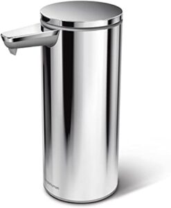 simplehuman 9 oz. Touch-Free Rechargeable Sensor Liquid Soap Pump Dispenser, Polished Stainless Steel