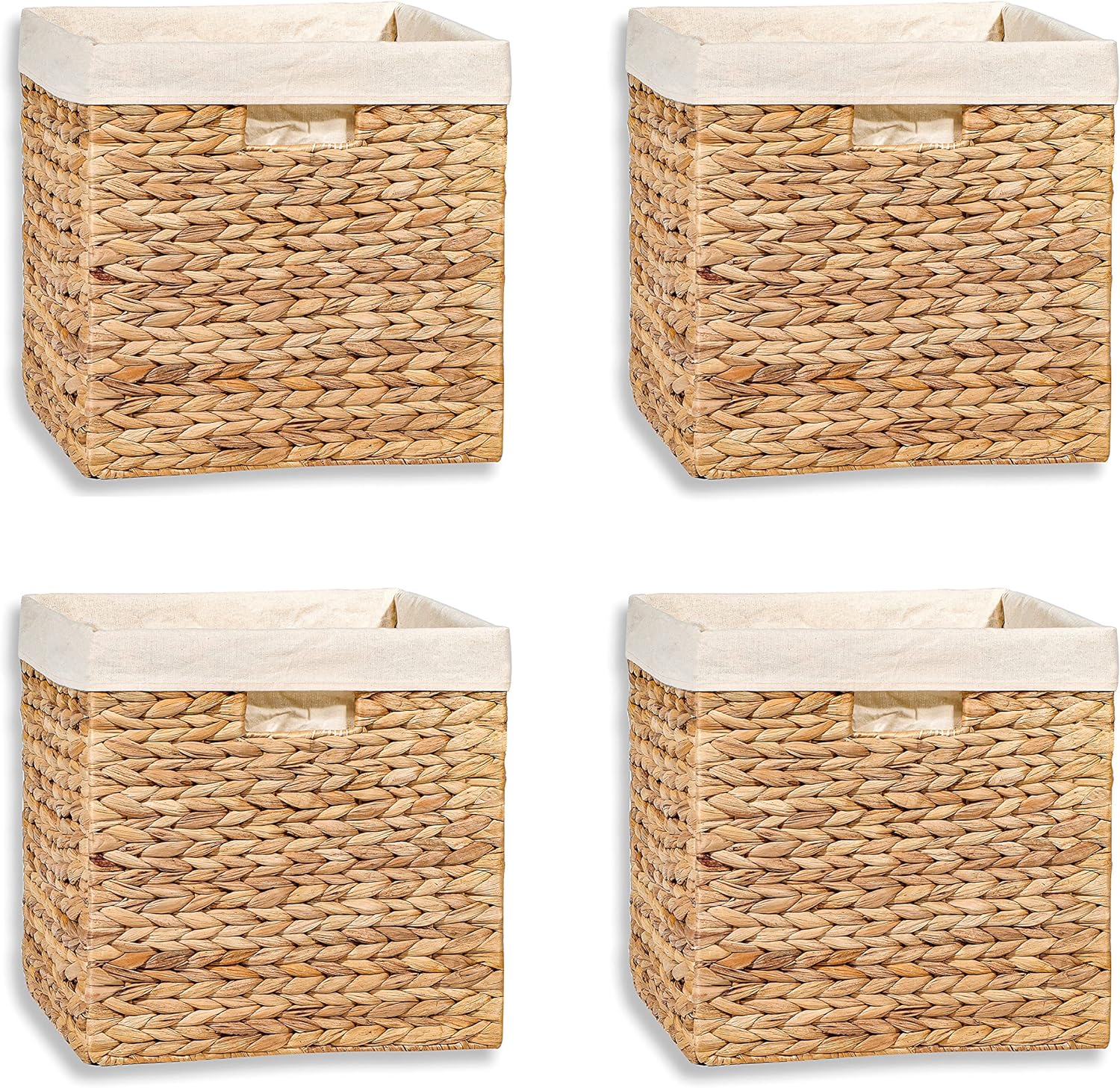 12 Foldable Hyacinth Storage Basket with Iron Wire Frame and Removable Liner By Trademark Innovations (Set of 4) 12" Foldable Hyacinth Storage Basket with Iron Wire Frame and Removable Liner By Trademark Innovations (Set of 4)