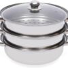 3-Tier Stainless Steel Steamer, Meat Vegetable Cooking Steam Pot Kitchen Steamer Cooker with Handle for Steaming Tamales, Veggie, Broccoli, Couscous, Pasta And Dumplings