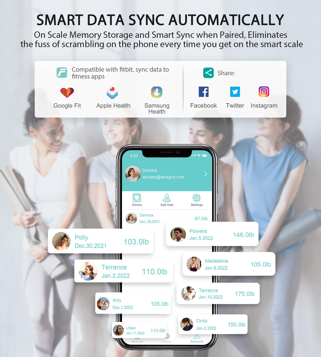 ABLEGRID Body Fat Scale,Digital Smart Bathroom Scale for Body Weight, Large LCD Display Screen, 16 Body Composition Metrics BMI, Water Weigh, Heart Rate, Baby Mode, 400lb, Rechargeable8