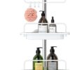 ALLZONE Rustproof Shower Caddy Corner for Bathroom, Tension Corner Shower Caddy Tension Pole, Solid Shower Organizer with 4 Adjustable Shower Shelves, Shower Rack Fit Heights 39.2 to 113 Inches,White