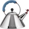Alessi Kettle, 9'' H x 8.5'' W x 8.5'' D, Blue
