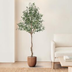 AnTing Artificial Olive Tree 6FT Faux Olive Branches and Fruits with Pot for Home Decor Indoor Gift