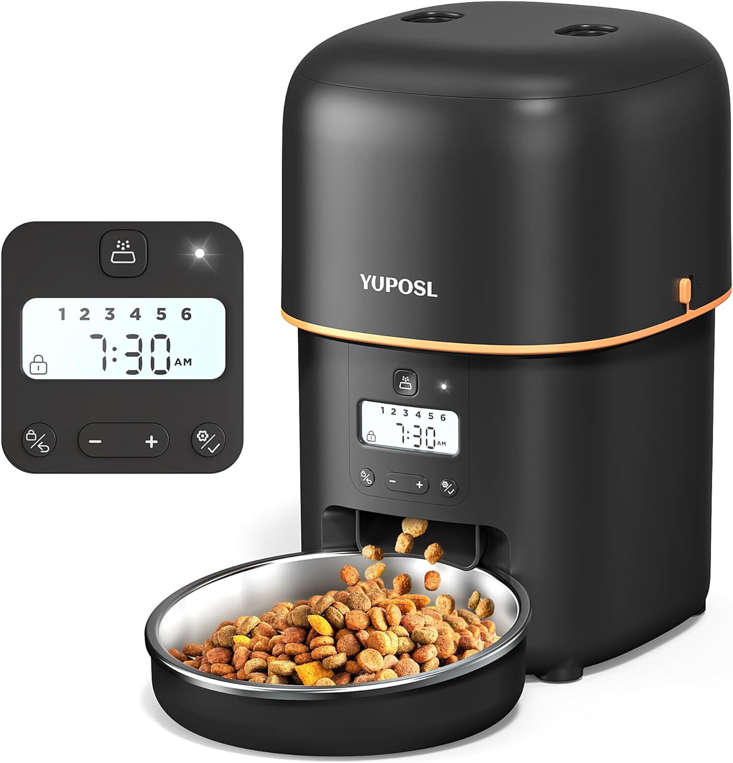 Automatic Cat Feeders - 2L Cat Food Dispenser Easy to Use, Timed Automatic Pet Feeder with Over 180-day Battery Life, 1-6 Meals Dry Food Programmable Portion Control Also for Dogs Automatic Cat Feeders - 2L Cat Food Dispenser Easy to Use, Timed Automatic Pet Feeder with Over 180-day Battery Life, 1-6 Meals Dry Food Programmable Portion Control Also for Dogs, Black