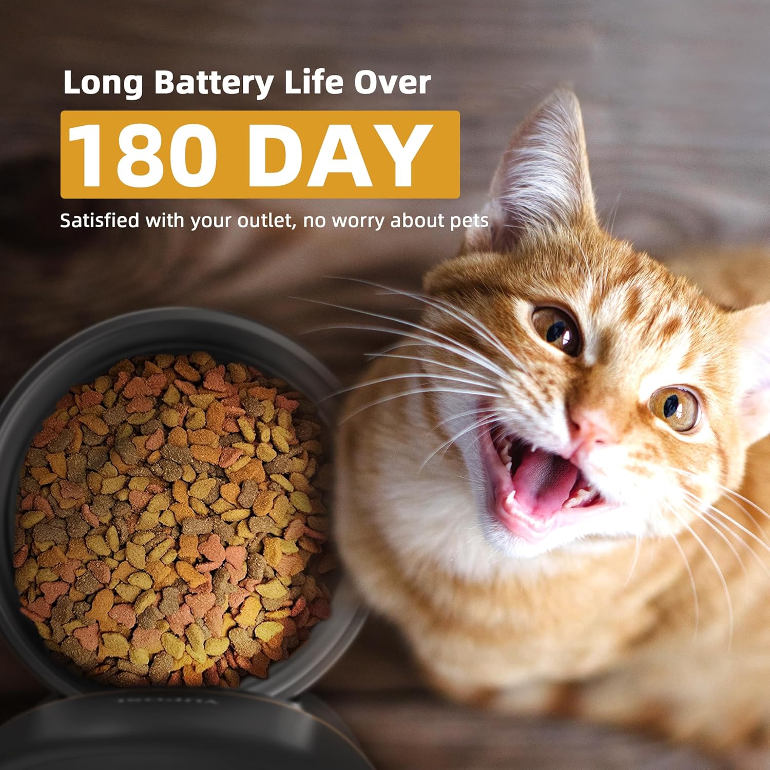Automatic Cat Feeders - 2L Cat Food Dispenser Easy to Use, Timed Automatic Pet Feeder with Over 180-day Battery Life, 1-6 Meals Dry Food Programmable Portion Control Also for Dogs1