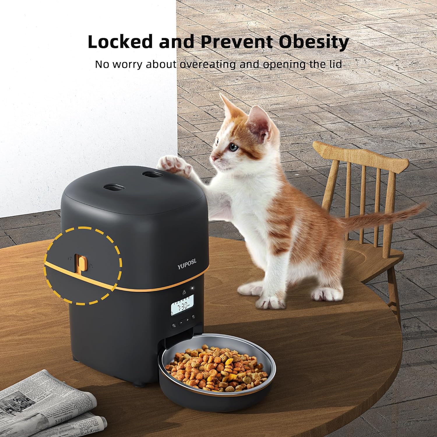 Automatic Cat Feeders - 2L Cat Food Dispenser Easy to Use, Timed Automatic Pet Feeder with Over 180-day Battery Life, 1-6 Meals Dry Food Programmable Portion Control Also for Dogs2