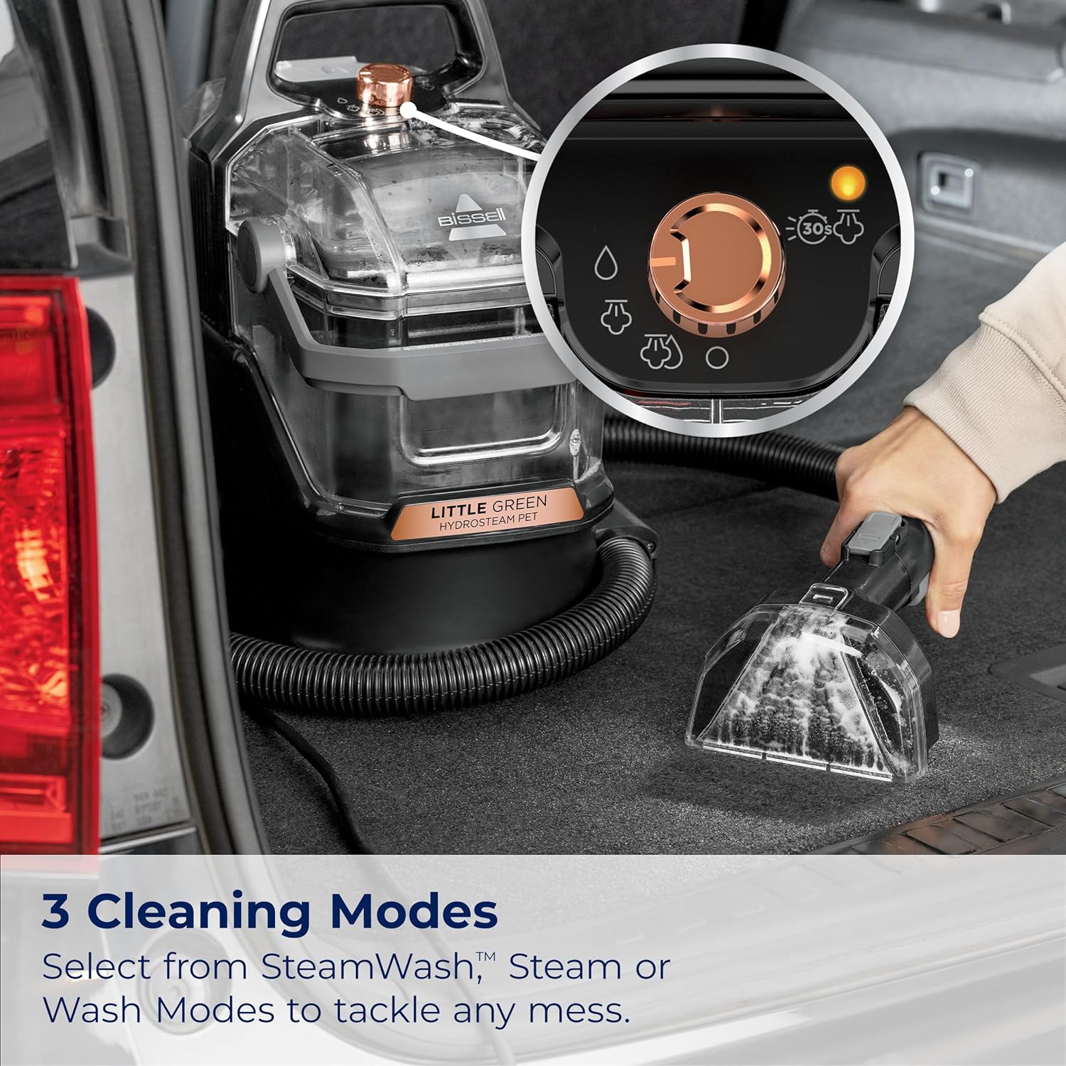 BISSELL Little Green HydroSteam Multi-Purpose Portable Carpet and Upholstery Cleaner, Car and Auto Detailer, 3618, Black and Copper Harbor6