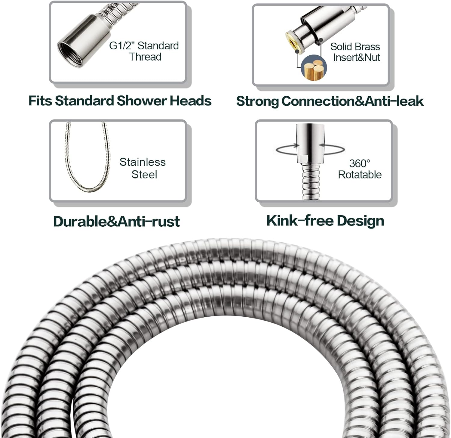 BRIGHT SHOWERS Brushed Nickel Shower Combo - Fixed and Handheld Heads With Grey Faceplates8