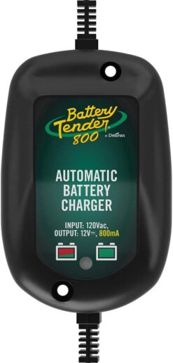 Battery Tender 800mA 12V Weather Resistant Battery Charger and Maintainer - Marine and Automotive Smart Fully Automatic for Boats Watercraft - Lead Acid AGM Gel Cell Batteries - 022-0150-DL-WH