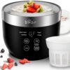 Bear Yogurt Maker, Greek Yogurt Maker Machine with Strainer and Timer Control, Stainless Steel Inner Pot, Automatic Digital with 2 Glass Jars 1 Quart for Home Organic Yogurt, Cheese, Fruit Wine