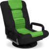 Best Choice Products Swivel Gaming Chair 360 Degree Multipurpose Floor Chair Rocker for TV, Reading, Playing Video Games w/Lumbar Support, Armrest Handles, Adjustable Backrest - Black/Green