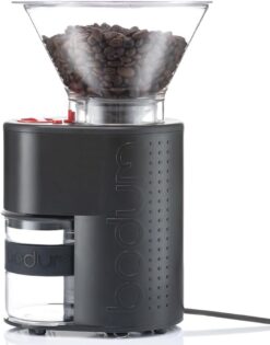 Bodum Bistro Electric Conical Burr Coffee Grinder, Preset Timer, 12 Grind Settings, Black