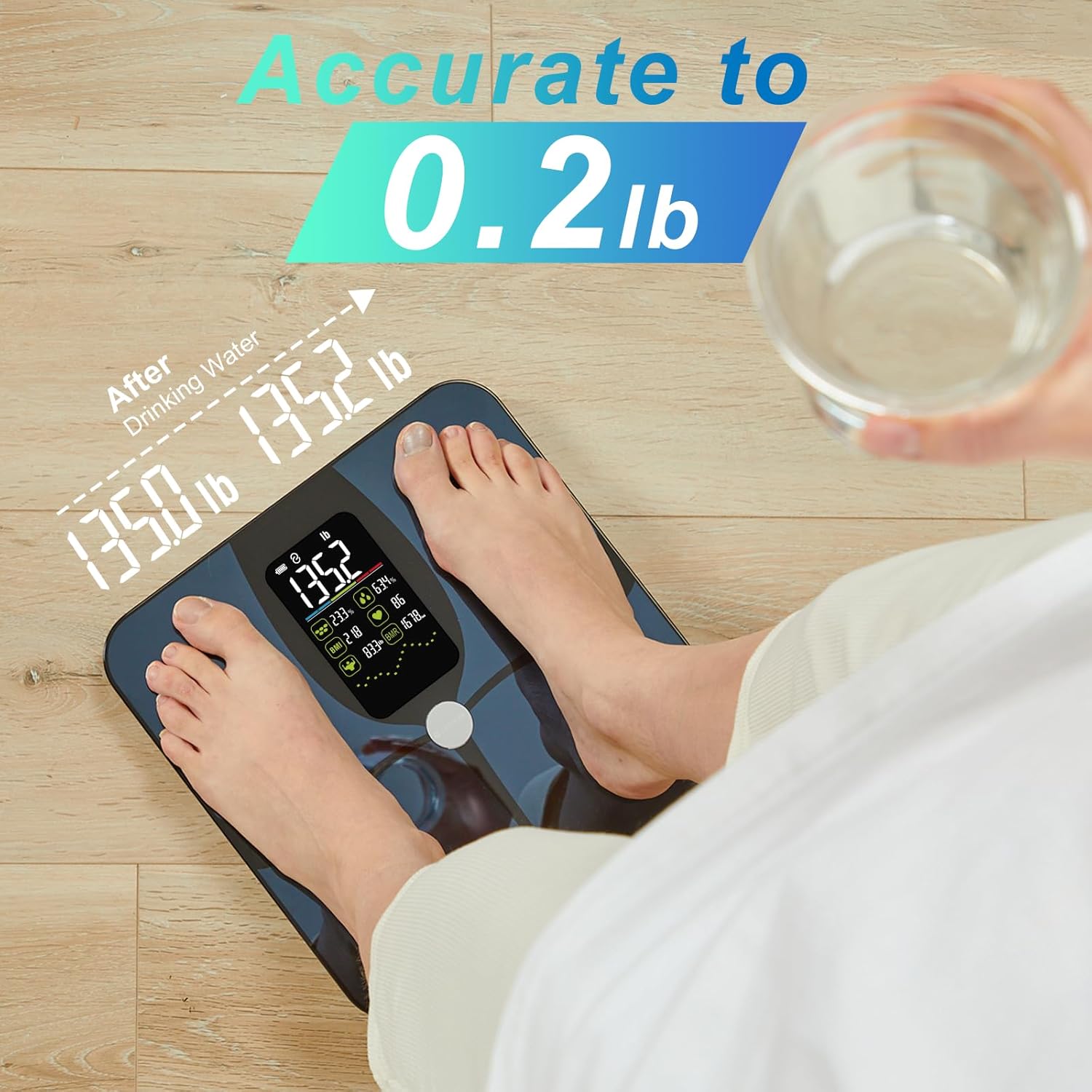 Body Fat Scale, Lepulse Large Display Scale for Body Weight, Accurate Digital Bathroom Scale, Rechargeable BMI Smart Weight Scale with Body Fat Muscle Heart Rate, 15 Body Composition9