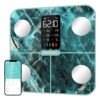 Body Fat Scale with Large VA Display, 15 Body Datas with Heart Rate, Smart Weight Scale Compatible with iOS & Android, Max 400lbs/180kg, 28cm, Marble Green