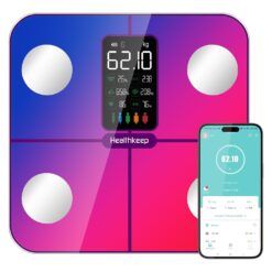 Body Fat Scale with Large VA Display, 15 Body Datas with Heart Rate, Smart Weight Scale Compatible with iOS & Android, Max 400lbs 180kg, 28cm, Multicolored