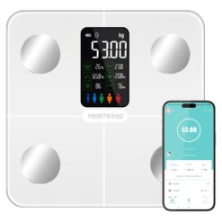 Body Fat Scale with Large VA Display, 15 Body Datas with Heart Rate, Smart Weight Scale Compatible with iOS & Android, Max 400lbs/180kg, 28cm, White