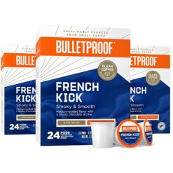 Bulletproof French Kick Dark Roast Single-Serve Pods, 72 Count, Arabica Coffee Tested for Toxins, Sourced from Central and South America, Rainforest Alliance Certified