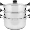 CONCORD 10" Stainless Steel 3 Tier Steamer Steaming Pot Cookware 24 CM (Induction Compatible)
