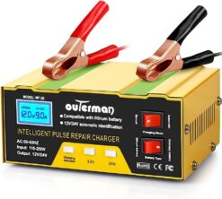Car Battery Charger 12V 24V Lithium Battery Charger, Auto Battery Charger Maintainer for Car Boat Motorcycle Lawn Mower Lead Acid Battery or Lithium Battery Capacity: 6AH~105AH