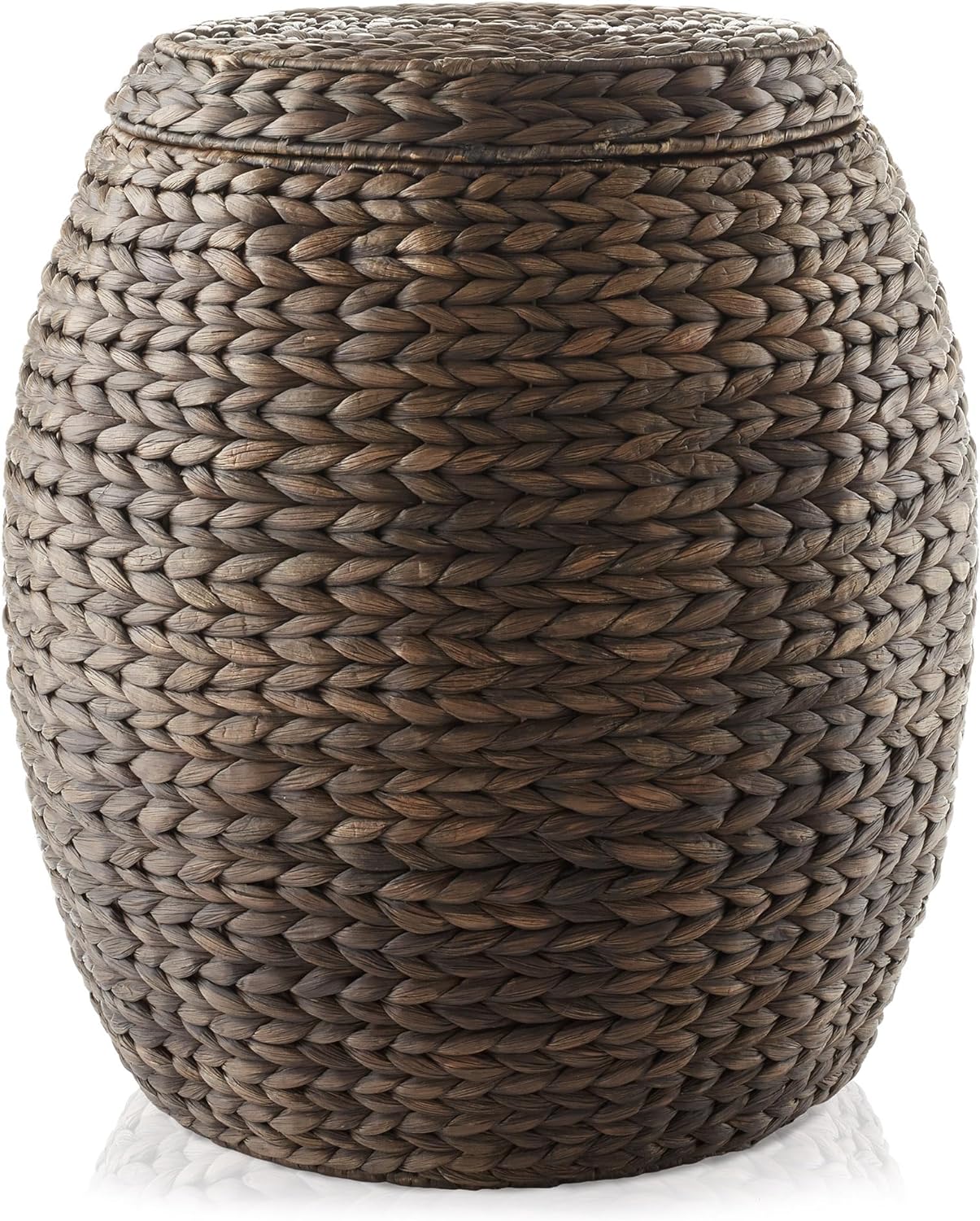 Casafield Round Storage Basket with Lid - Espresso, Handwoven Water Hyacinth Organizer for Laundry, Blankets, Plants, Bedroom, Living Room, Home Office3