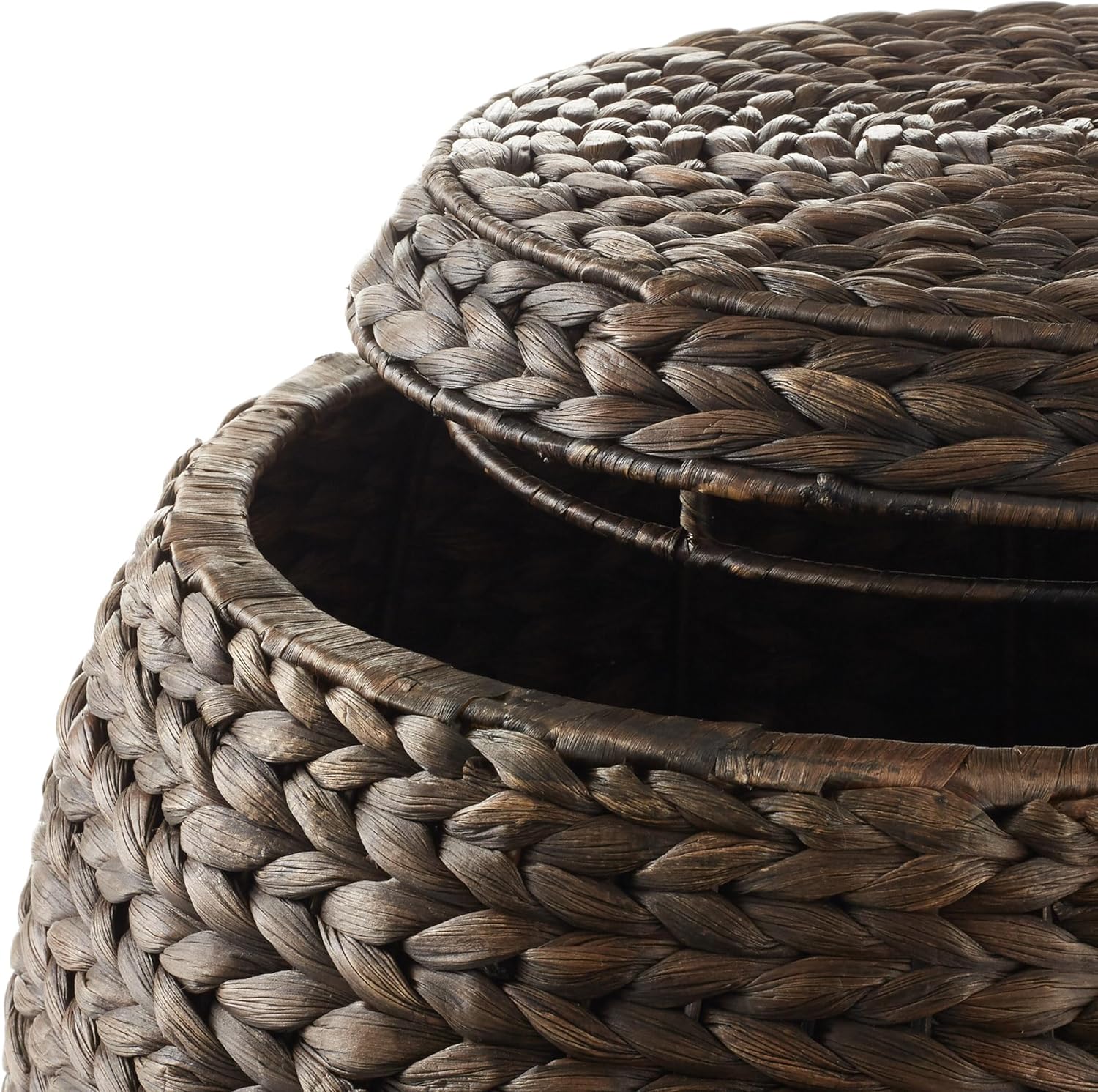 Casafield Round Storage Basket with Lid - Espresso, Handwoven Water Hyacinth Organizer for Laundry, Blankets, Plants, Bedroom, Living Room, Home Office6
