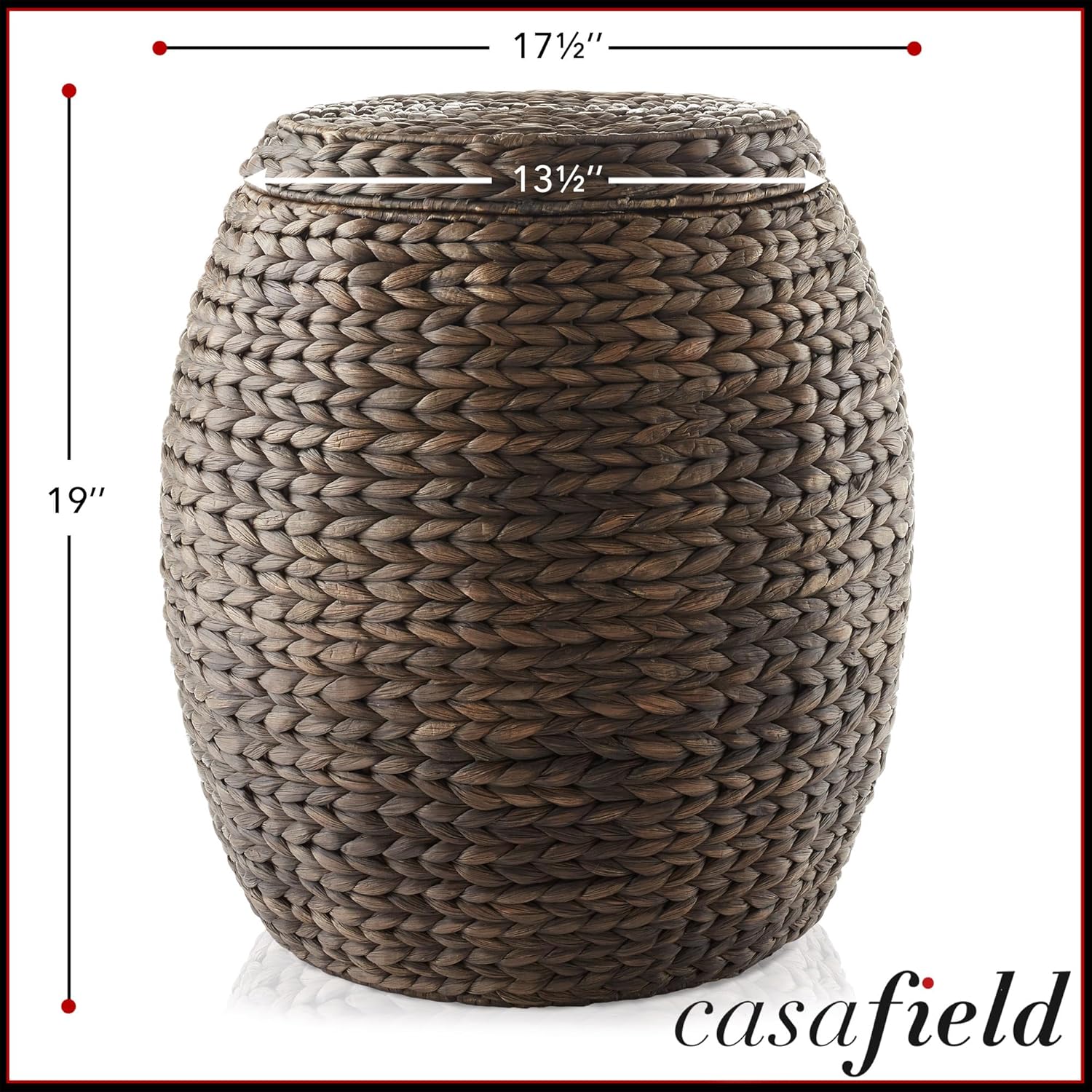 Casafield Round Storage Basket with Lid - Espresso, Handwoven Water Hyacinth Organizer for Laundry, Blankets, Plants, Bedroom, Living Room, Home Office7