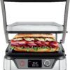 Chefman Electric Panini Grill with Non-Stick Plates, 180° Opening, Removable Drip Tray - Stainless Steel/Black