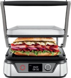 Chefman Electric Panini Grill with Non-Stick Plates, 180° Opening, Removable Drip Tray - Stainless Steel/Black