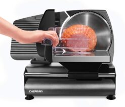 Chefman Electric Deli Slicer With Adjustable Slices, Stainless Steel Blades, Safe Feet - For Ham, Cheese, Bread, Fruit & Veggies