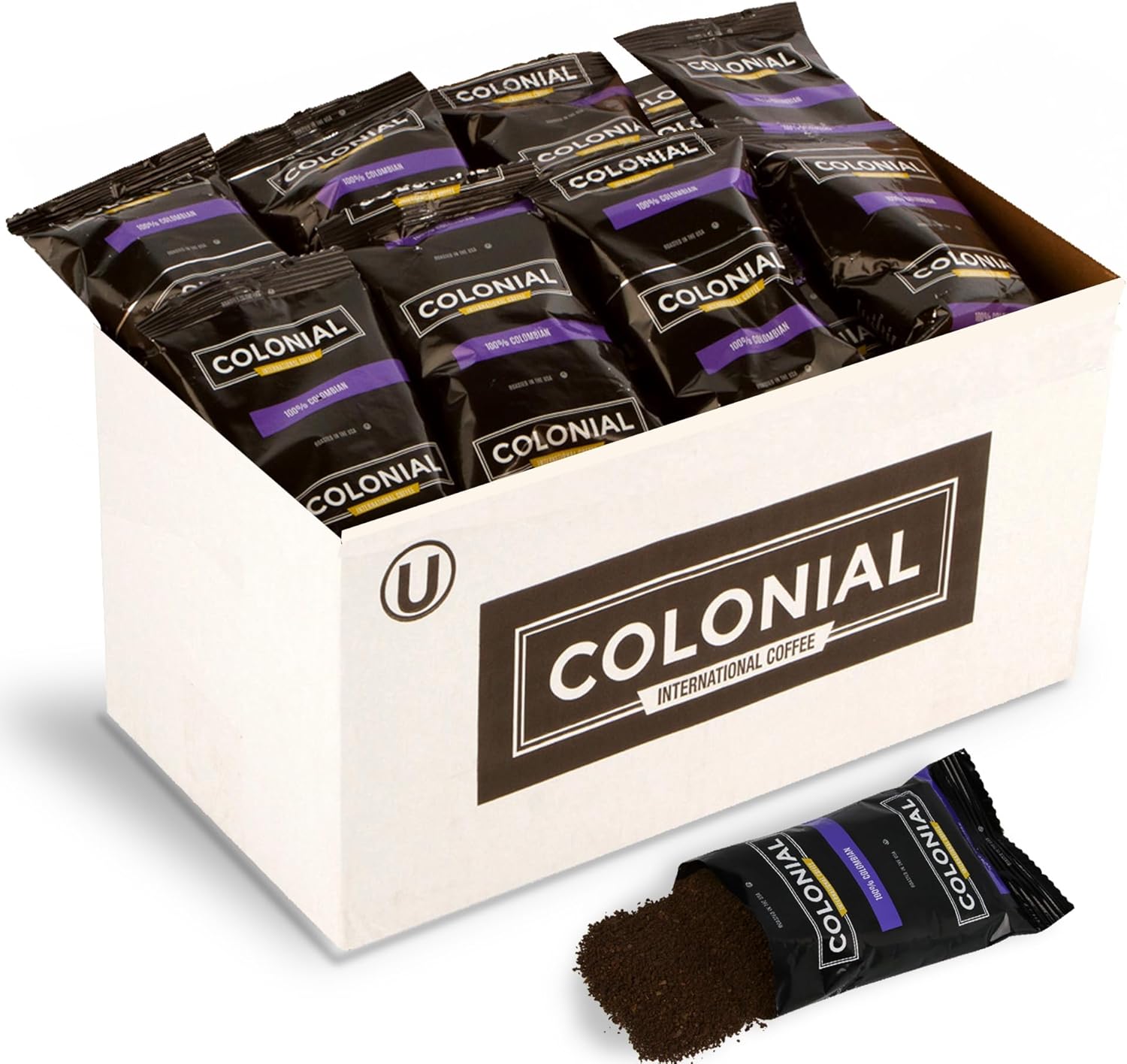 Colonial Coffee Packets, Pre Ground Coffee Packs, Colombian Medium Roast, Bulk Single Pot Bags for Drip Coffee Makers, (2.5 oz Bags, Pack of 32) Colonial Coffee Packets, Pre Ground Coffee Packs, Colombian Medium Roast, Bulk Single Pot Bags for Drip Coffee Makers, (2.5 oz Bags, Pack of 32)