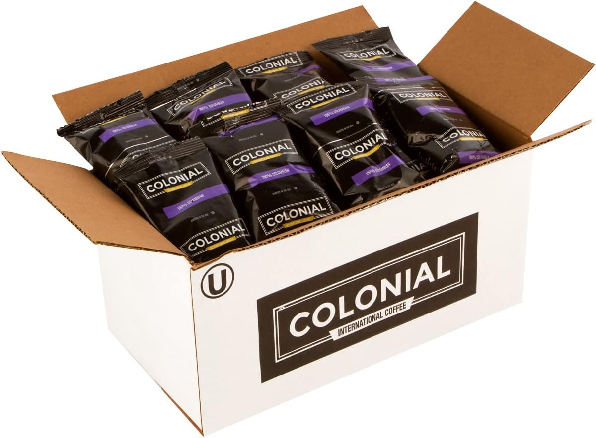 Colonial Coffee Packets, Pre Ground Coffee Packs, Colombian Medium Roast, Bulk Single Pot Bags for Drip Coffee Makers, (2.5 oz Bags, Pack of 32)9