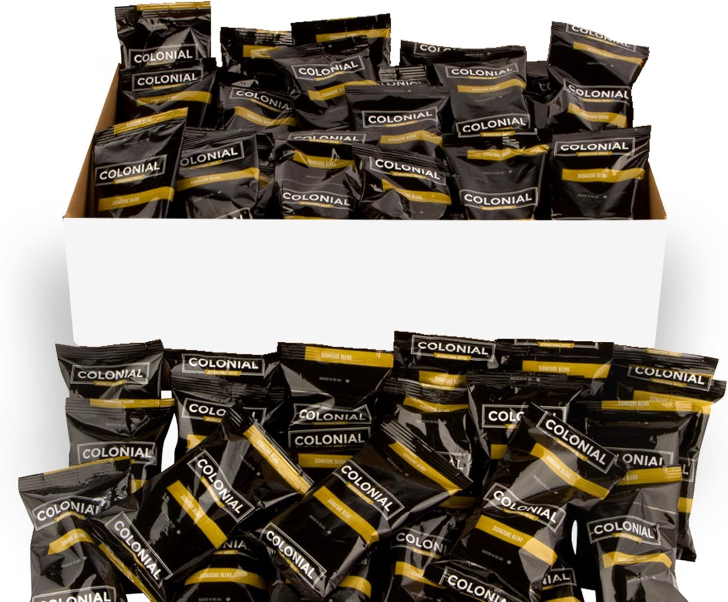 Colonial Coffee Packets, Pre Ground Coffee Packs, Signature Breakfast Blend Medium Roast, Bulk Single Pot Bags for Drip Coffee Makers, (2.5 oz Bags, Pack of 100) Colonial Coffee Packets, Pre Ground Coffee Packs, Signature Breakfast Blend Medium Roast, Bulk Single Pot Bags for Drip Coffee Makers, (2.5 oz Bags, Pack of 100)