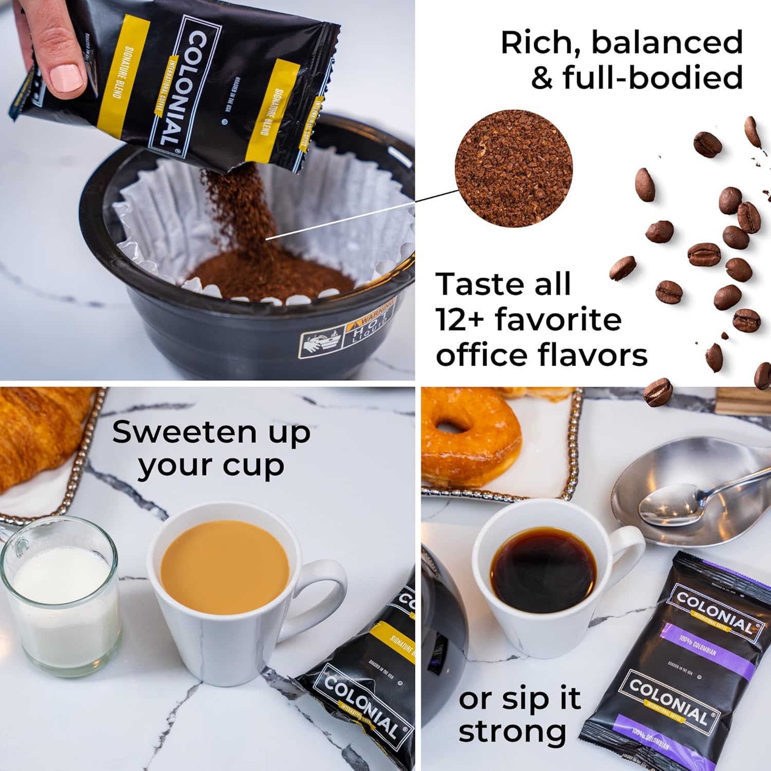 Colonial Coffee Packets, Pre Ground Coffee Packs, Signature Breakfast Blend Medium Roast, Bulk Single Pot Bags for Drip Coffee Makers, (2.5 oz Bags, Pack of 100)7