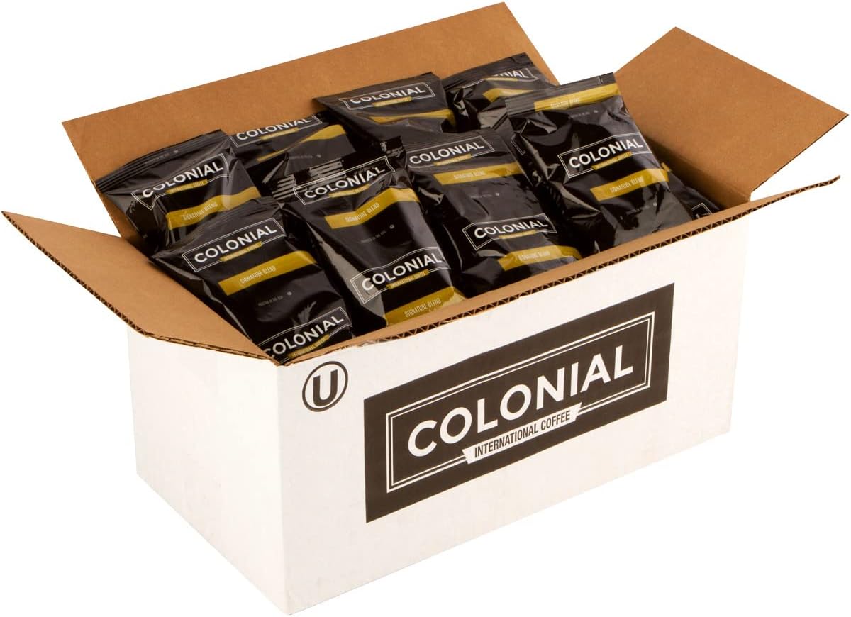 Colonial Coffee Packets, Pre Ground Coffee Packs, Signature Breakfast Blend Medium Roast, Bulk Single Pot Bags for Drip Coffee Makers, (2.5 oz Bags, Pack of 32)0