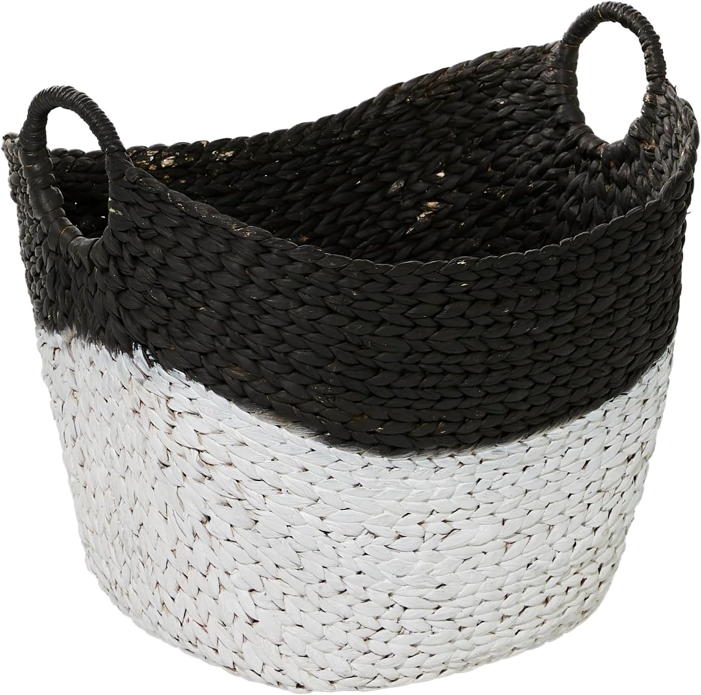 CosmoLiving by Cosmopolitan Seagrass Handmade Large Woven Storage Basket with Handles, 22 x 17 x 19, Black CosmoLiving by Cosmopolitan Seagrass Handmade Large Woven Storage Basket with Handles, 22" x 17" x 19", Black