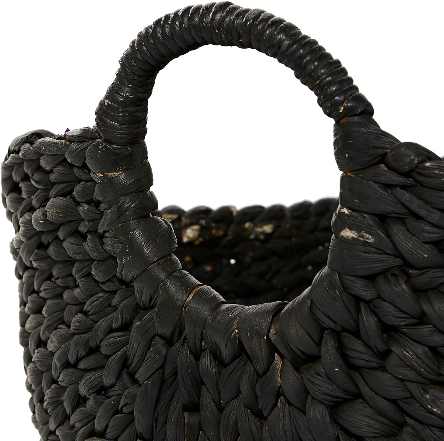 CosmoLiving by Cosmopolitan Seagrass Handmade Large Woven Storage Basket with Handles, 22 x 17 x 19, Black1