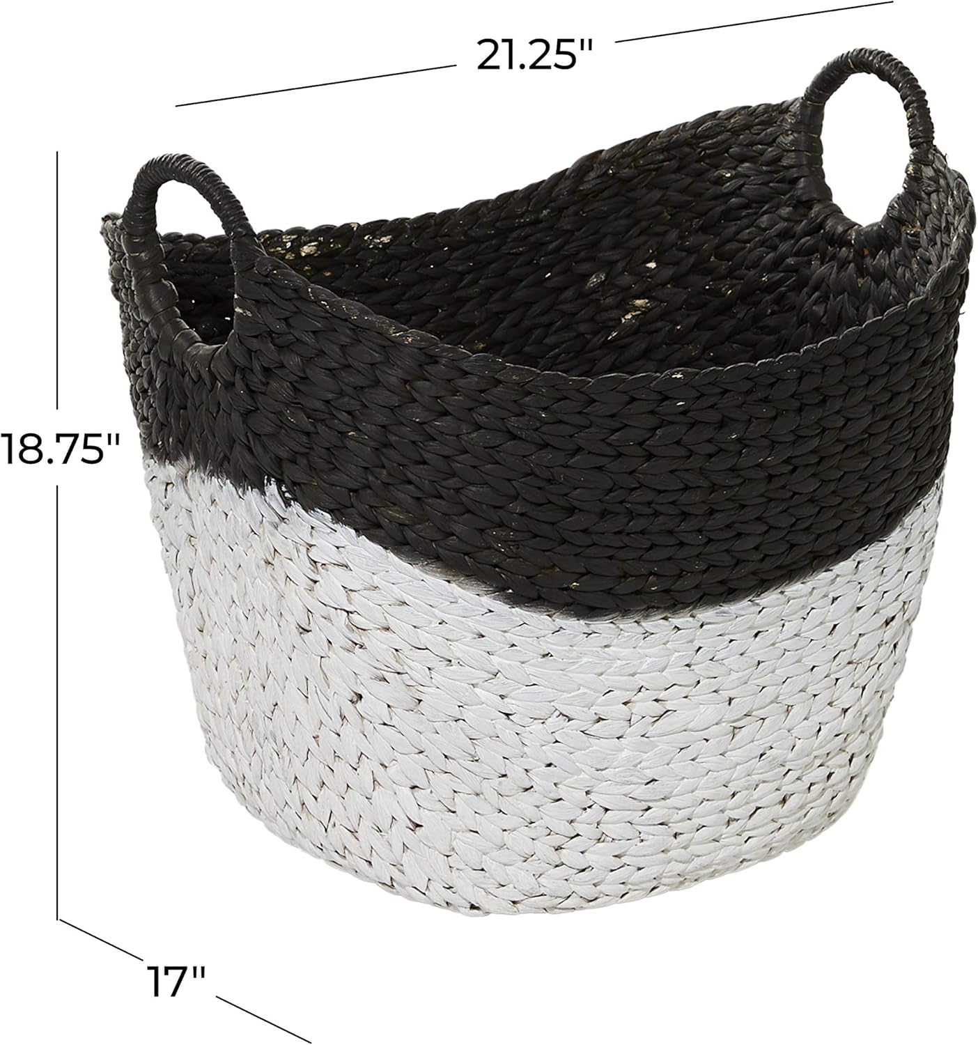 CosmoLiving by Cosmopolitan Seagrass Handmade Large Woven Storage Basket with Handles, 22 x 17 x 19, Black6