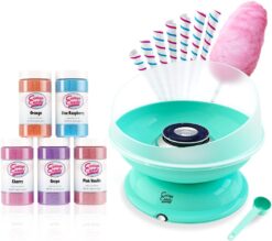 Cotton Candy Express BB1000-S Cotton Candy Machine, with 5-11oz. Jars of Cherry, Grape, Blue Raspberry, Orange, Pink Vanilla Floss Sugar & 50 Paper Cones Easy to Use and Clean