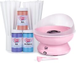 Cotton Candy Express CC1000-S Cotton Candy Machine, with 3 - 11oz. Jars of Cherry, Grape, Blue Raspberry, Orange, Pink Vanilla Floss Sugar & 50 Paper Cones Easy to Use and Clean